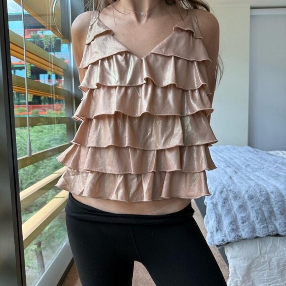 As By Df Rose Gold Ruffle Top - Picture 1 of 4